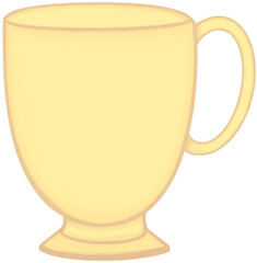 Lovely colors and style of a soft yellow ceramic mug of hot coffee or tea or milk.
