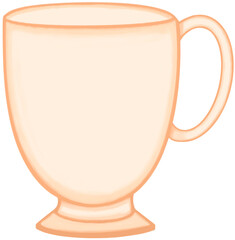 Lovely colors and style of a soft orange ceramic mug of hot coffee or tea or milk.
