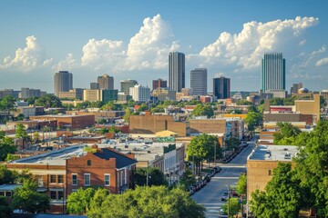 Naklejka premium Skyline View of Jackson, Mississippi: Urban Landscape of Downtown MS