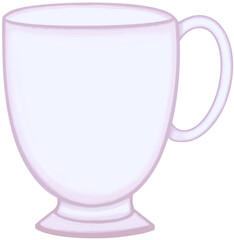 Lovely colors and style of a soft purple ceramic mug of hot coffee or tea or milk.
