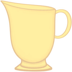 Lovely colors and style of a yellow ceramic jar of hot coffee or tea or milk.
