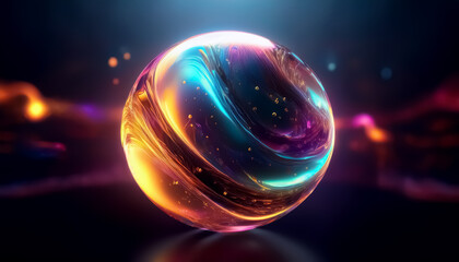 Vibrant Abstract Energy Sphere with Colorful Light Trails