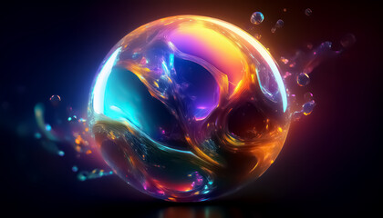 Vibrant Abstract Sphere with Dynamic Light and Color Effects