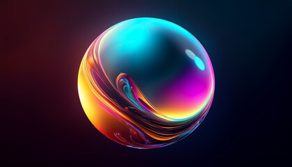 Vibrant Abstract Sphere with Fluid Neon Colors and Smooth Gradients