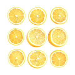 Fototapeta premium Nine juicy lemon slices a vibrant citrus collection radiating freshness and summery zest