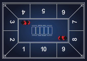 Texas holdem poker mat. vector illustration