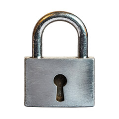 Fototapeta premium Silver Padlock on Vintage Door on transparent background.