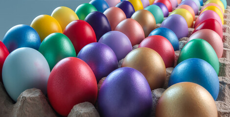 colorful eggs in egg cartons, Easter