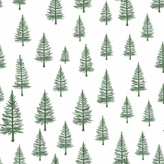Obraz premium Seamless green pine tree pattern for nature-inspired designs and creations. Seamless pattern. Generative AI