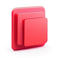 Red layered square icon, isolated on white background