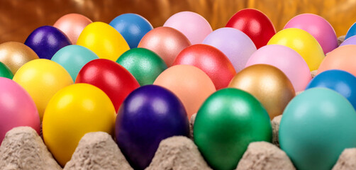 colorful eggs in egg cartons, Easter
