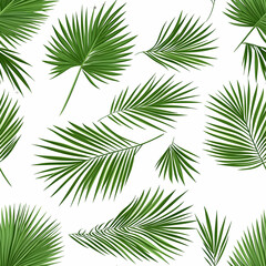 Lively greenery dancing in a seamless tropical pattern with vibrant palm leaves and fronds. Seamless pattern. Generative AI