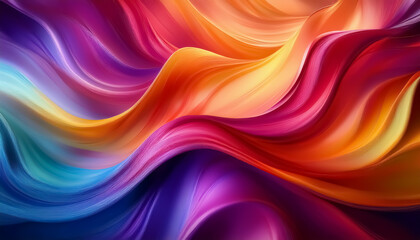 Vibrant Abstract Waves of Colorful Silk Textures