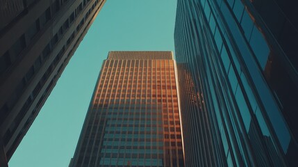 Fototapeta premium Skyscrapers Against Clear Blue Sky in Urban Landscape