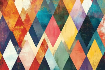 colorful diamond shaped graphic background in pattern, flat colors