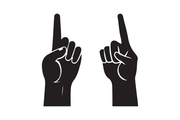 Minimalist Hand Gesture Silhouette with Pointing Finger Icon