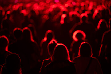 Crowd of people in front of the stage during the concert.
