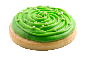a sugar cookie with green frosting image isolated on a transparent