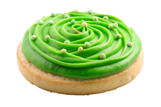 a sugar cookie with green frosting image isolated on a transparent