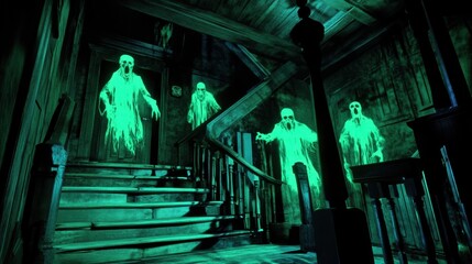 Naklejka premium Haunting experience unique perspectives of an eerie abandoned house in digital art
