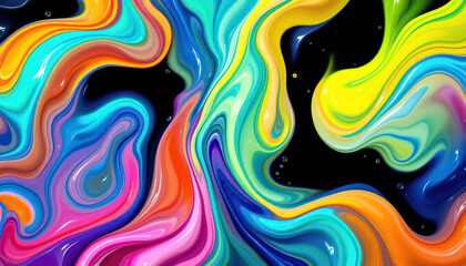 Fototapeta premium Vibrant Colorful Liquid Abstract Art Swirls Background
