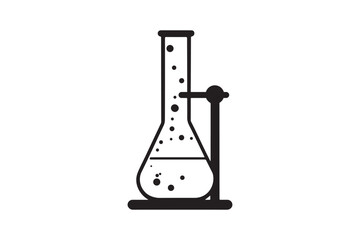 Minimalist Laboratory Glassware Silhouette with Chemistry Flasks