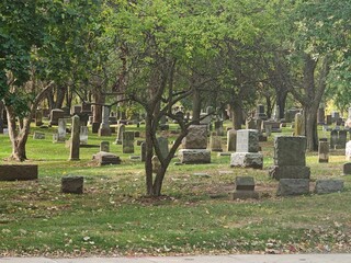 Naklejka premium Gravestones in Naperville Cemetery, Illinois
