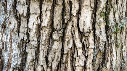 Fototapeta premium Close-up view of textured tree bark showcasing natural patterns and colors in a forest setting