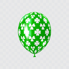 White green 3D realistic balloon with clover leaf pattern.