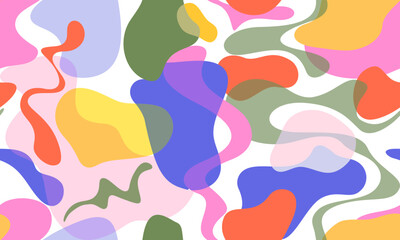 Trendy bright geometric seamless pattern of abstract texture with liquid stains. Creative background. Decorative design of wavy stripes of optical illusion.