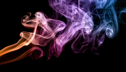 Obraz premium Colorful Abstract Smoke on Black Background - Artistic and Ethereal