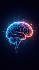 Fototapeta premium A colorful, animated brain with cosmic elements, symbolizing artificial general intelligence or AI's ability to process information like a human brain.