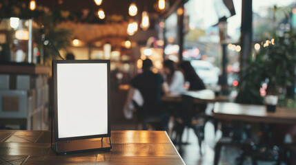 Obraz premium mockup menu frame at a restaurant, empty