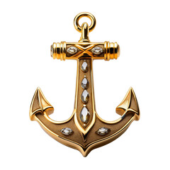 Gold Anchor Pendant – Elegant Maritime Symbol in Gold on a Transparent Background