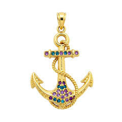 Obraz premium Gold Anchor Pendant – Elegant Maritime Symbol in Gold on a Transparent Background