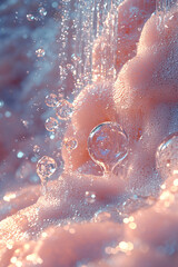 Fototapeta premium Pink and Purple Foam, Abstract Water Drops Background