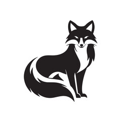 Black Fox silhouette isolated on white background. Fox logo vector design.