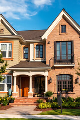 Luxury Brick Home Exterior: Modern Architectural Design and Landscaping