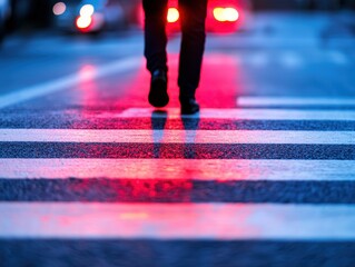 Fototapeta premium Night Pedestrian Crossing: Neon City Streets