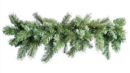 Lush green pine garland with light frosted accents, perfect for festive decorations.
