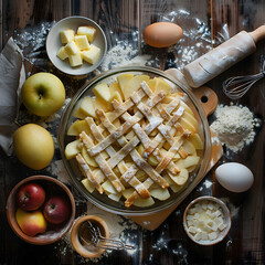 Traditional Polish Szarlotka (Apple Pie) preparation in a homely kitchen