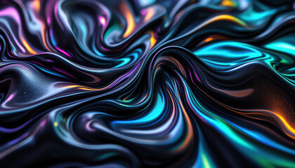 Fototapeta premium Abstract Liquid Metal Swirl Background with Iridescent Colors