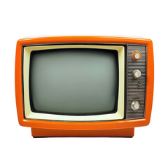 Retro Orange TV Studio Prop on transparent background.