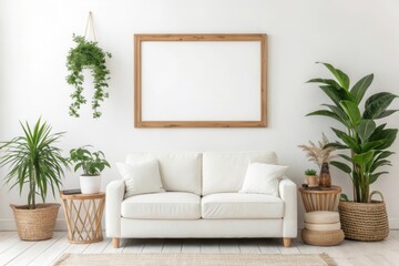 Minimalistic Living Room Design: Embracing Nature with Greenery and Warm Textures