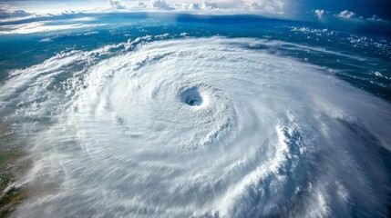 Aerial View of a Powerful Hurricane Over the Ocean