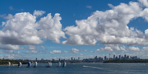 Sailing event and clouds blue sky, Sydney