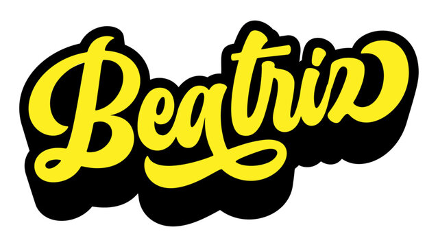 Name Beatriz written in retro groovy script lettering with long shadow effect
