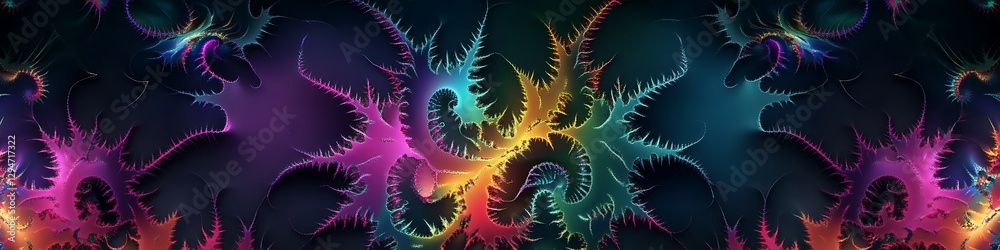 Poster a dynamic, abstract fractal pattern with a smooth area for text