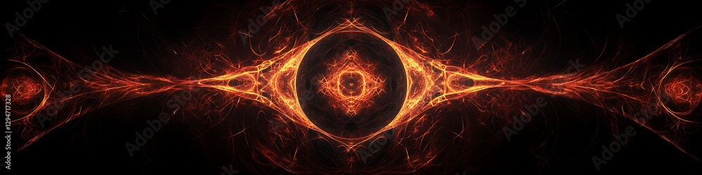 Poster a dynamic, abstract fractal pattern with a smooth area for text