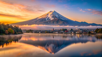 Fototapeta premium Mount Fuji Sunrise Reflection